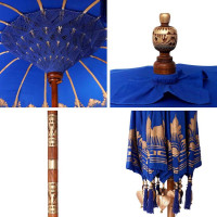 Produktbild för Balinesisk Parasol Blå 215 x 215 x 260 cm Bomull