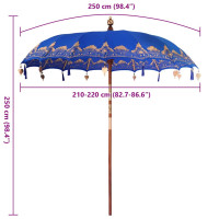 Produktbild för Balinesisk Parasol Blå 215 x 215 x 260 cm Bomull