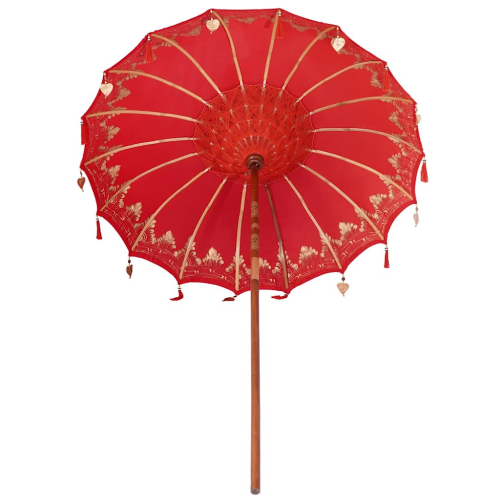 Produktbild för Balinesisk Parasol Röd 185 x 185 x 260 cm Bomull