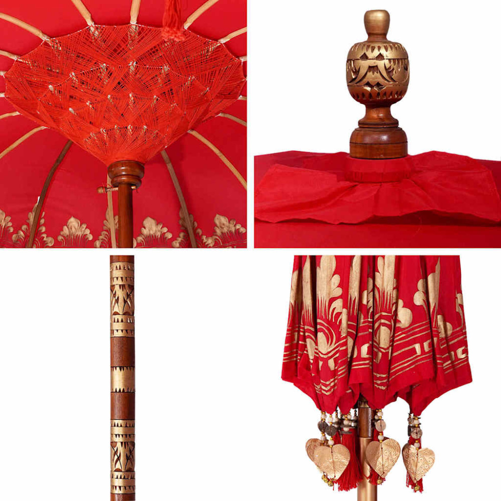 Produktbild för Balinesisk Parasol Röd 185 x 185 x 260 cm Bomull