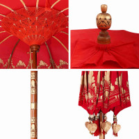 Produktbild för Balinesisk Parasol Röd 215 x 215 x 260 cm Bomull