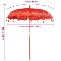 Produktbild för Balinesisk Parasol Röd 215 x 215 x 260 cm Bomull
