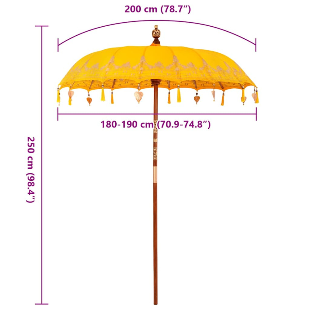 Produktbild för Balinesisk Parasol Gul 185 x 185 x 260 cm Bomull