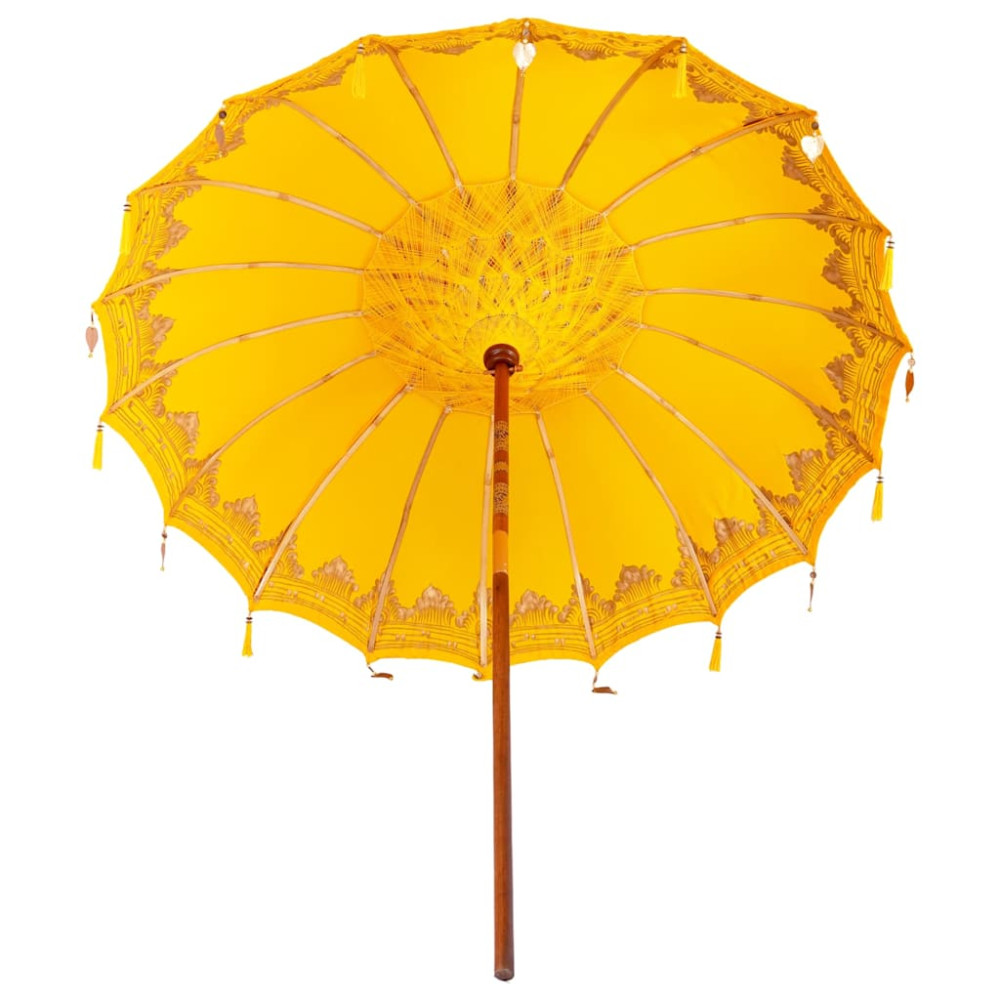 Produktbild för Balinesisk Parasol Gul 215 x 215 x 260 cm Bomull