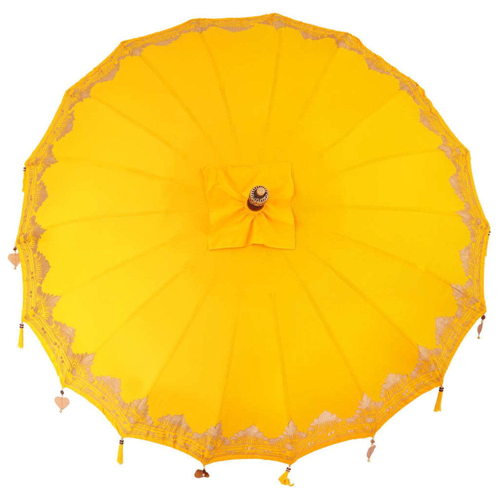 Produktbild för Balinesisk Parasol Gul 215 x 215 x 260 cm Bomull