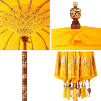 Produktbild för Balinesisk Parasol Gul 215 x 215 x 260 cm Bomull