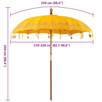 Produktbild för Balinesisk Parasol Gul 215 x 215 x 260 cm Bomull