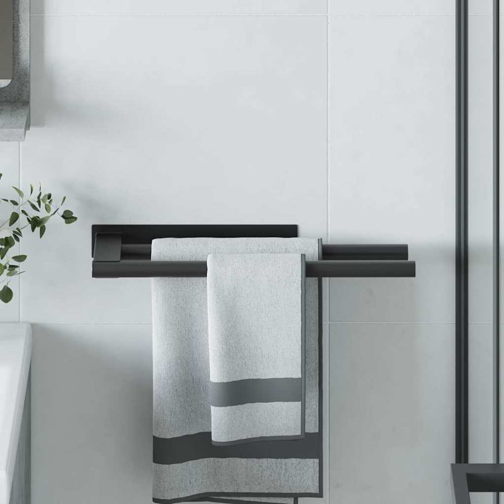 Produktbild för Handdukshållare Svart 40 x 9 x 4 cm Rostfritt stål