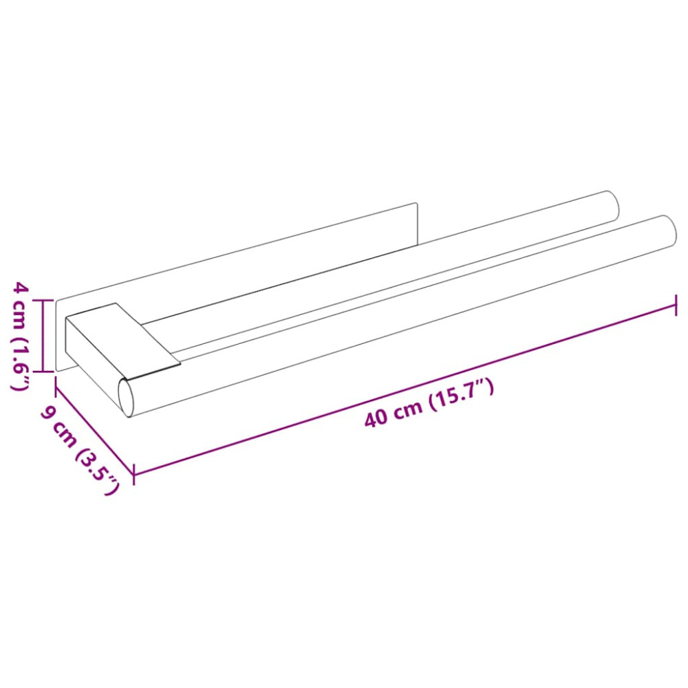 Produktbild för Handdukshållare Svart 40 x 9 x 4 cm Rostfritt stål