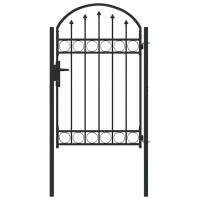 Produktbild för Staketgrind ASSEN 100 x 150 cm Pulverlackerat stål Grå Låsbar