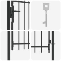 Produktbild för Staketgrind ASSEN 100 x 150 cm Pulverlackerat stål Grå Låsbar