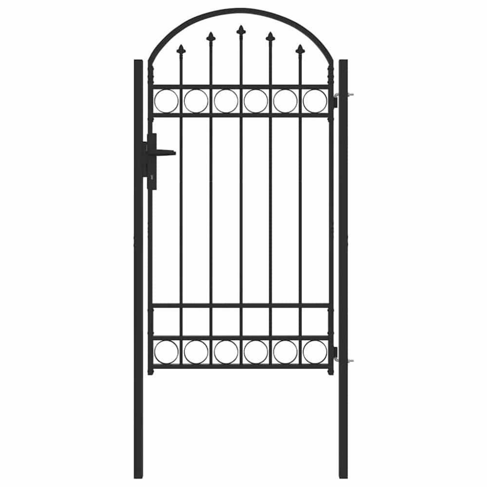 Produktbild för Staketgrind ASSEN 100 x 175 cm Pulverlackerat stål Grå Låsbar