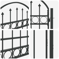 Produktbild för Staketgrind ASSEN 100 x 175 cm Pulverlackerat stål Grå Låsbar