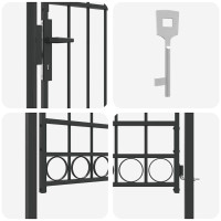 Produktbild för Staketgrind ASSEN 100 x 175 cm Pulverlackerat stål Grå Låsbar