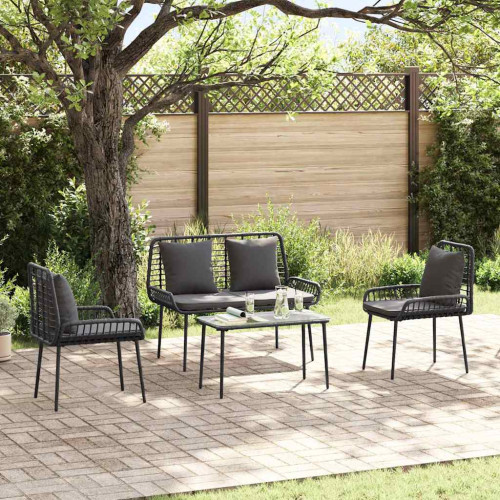 vidaXL Trädgårdsmöbelset 3 pcs Svart och Anthracit konstrotting