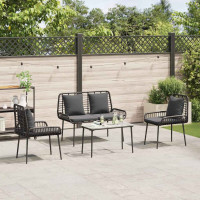 Produktbild för Trädgårdsmöbelset 3 pcs Svart och Anthracit konstrotting