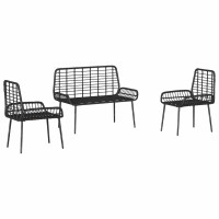 Produktbild för Trädgårdsmöbelset 3 pcs Svart och Anthracit konstrotting