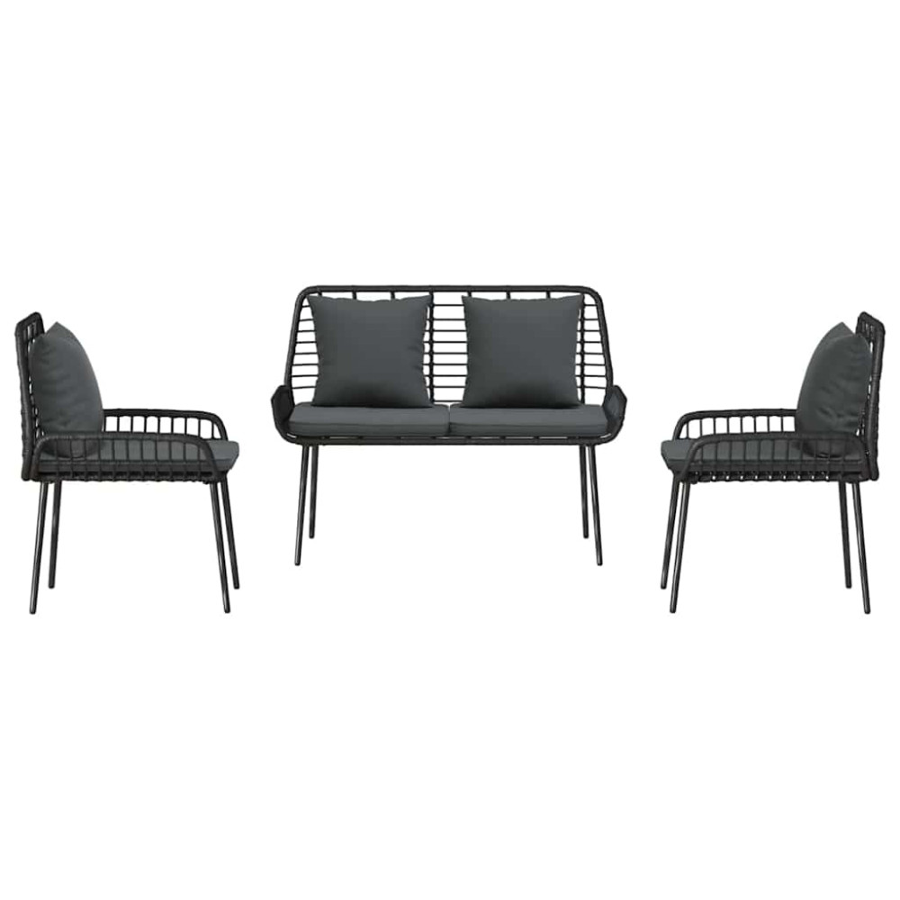 Produktbild för Trädgårdsmöbelset 3 pcs Svart och Anthracit konstrotting