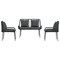 Produktbild för Trädgårdsmöbelset 3 pcs Svart och Anthracit konstrotting