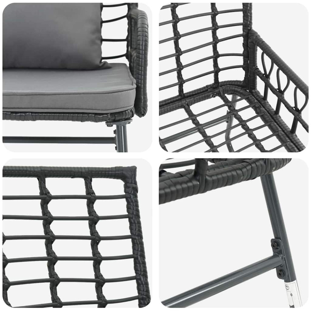 Produktbild för Trädgårdsmöbelset 3 pcs Svart och Anthracit konstrotting