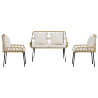 Produktbild för Trädgårdsmöbelset 3 pcs Brun och Kräm konstrotting