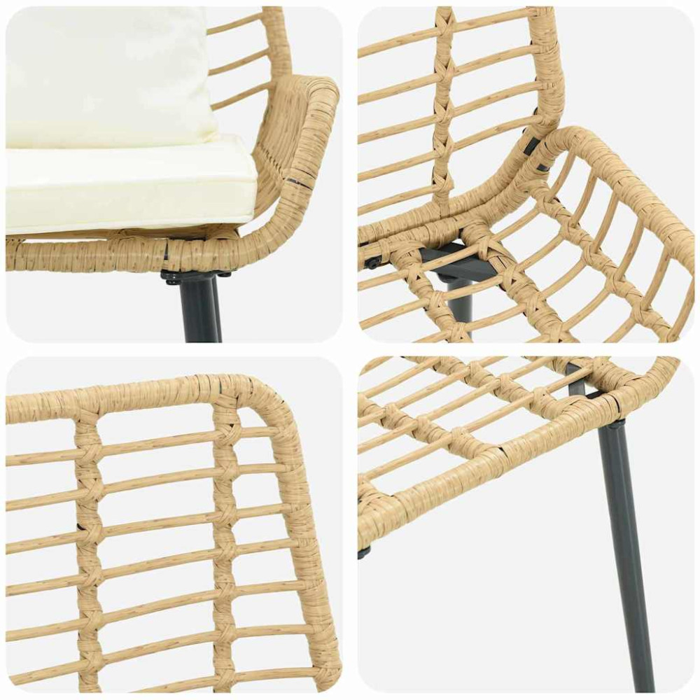 Produktbild för Trädgårdsmöbelset 3 pcs Brun och Kräm konstrotting