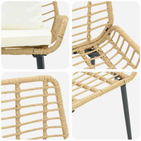 Produktbild för Trädgårdsmöbelset 3 pcs Brun och Kräm konstrotting