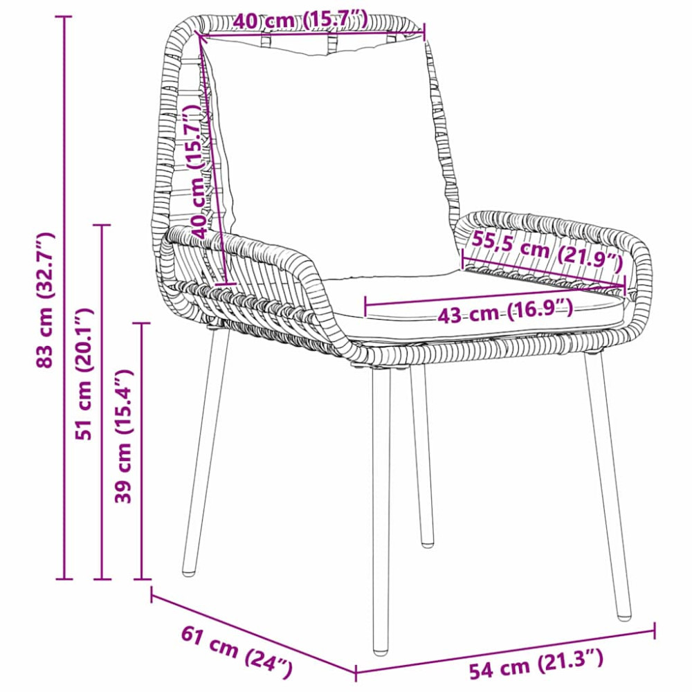 Produktbild för Trädgårdsmöbelset 3 pcs Brun och Kräm konstrotting