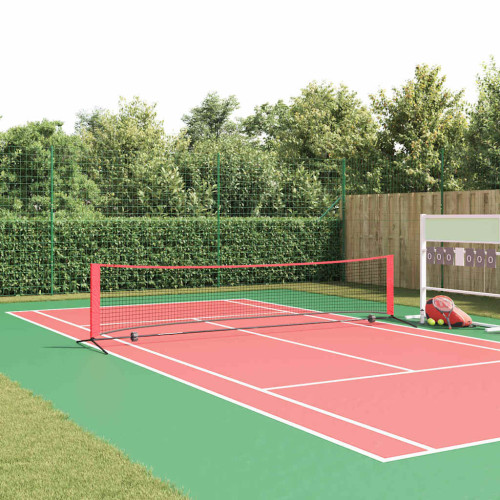 vidaXL Tennis Nät Svart och Röd 396 x 92 x 87 cm Polyester