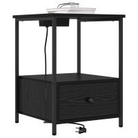 Produktbild för Nattduksbord 2 pcs Svart Ek 42 x 41 x 56 cm Konstruerat trä