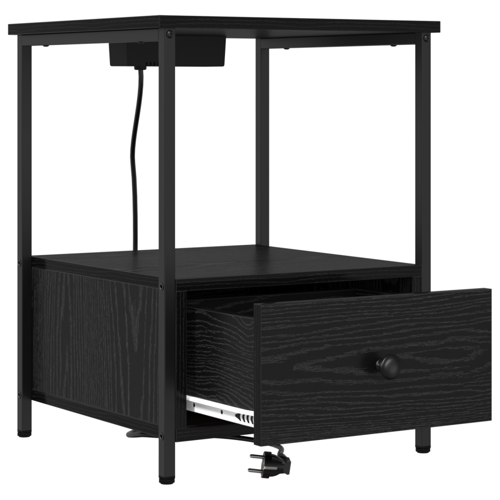 Produktbild för Nattduksbord 2 pcs Svart Ek 42 x 41 x 56 cm Konstruerat trä
