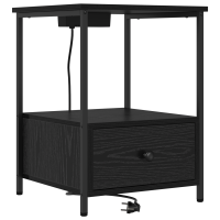 Produktbild för Nattduksbord 2 pcs Svart Ek 42 x 41 x 56 cm Konstruerat trä