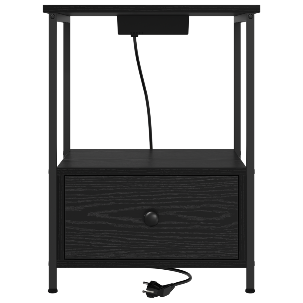Produktbild för Nattduksbord 2 pcs Svart Ek 42 x 41 x 56 cm Konstruerat trä