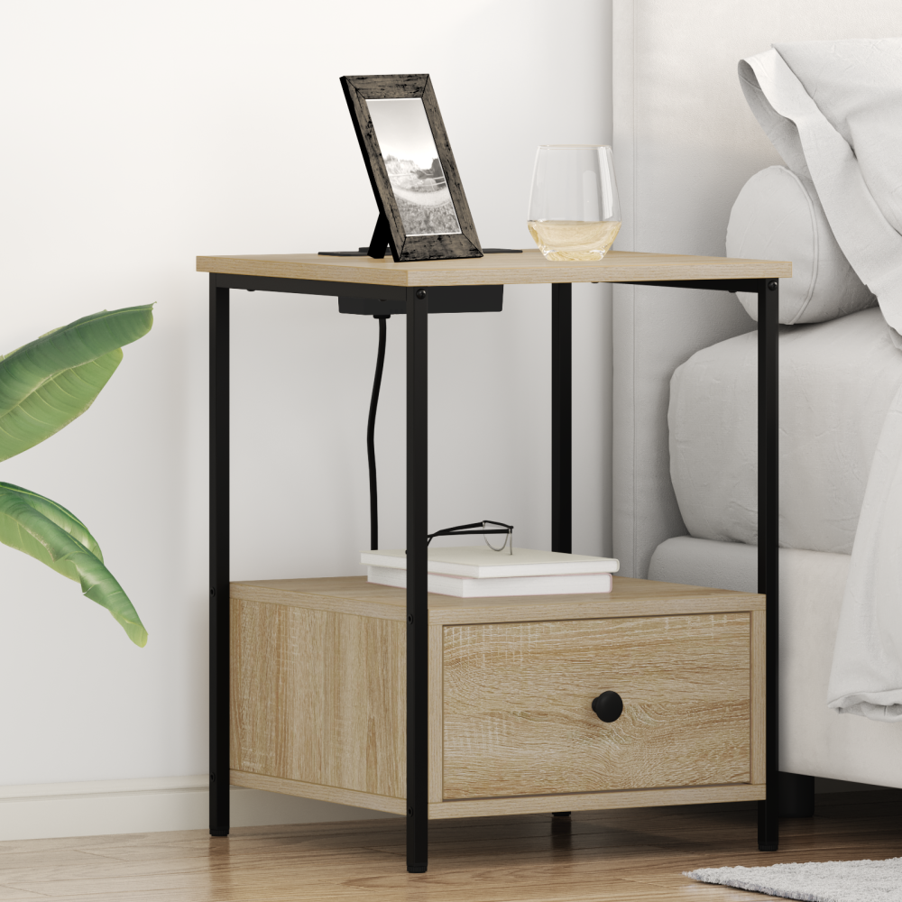 Produktbild för Nattduksbord 2 pcs Sonoma-ek 42 x 41 x 56 cm Konstruerat trä