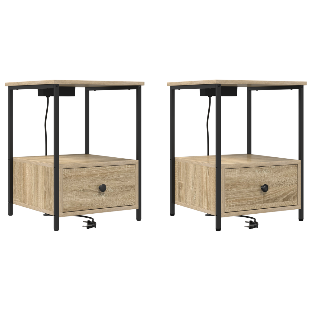 Produktbild för Nattduksbord 2 pcs Sonoma-ek 42 x 41 x 56 cm Konstruerat trä