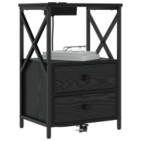 Produktbild för Nattduksbord 2 pcs Svart Ek 40 x 31 x 60 cm Konstruerat trä