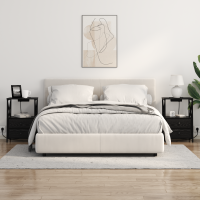 Produktbild för Nattduksbord 2 pcs Svart Ek 40 x 31 x 60 cm Konstruerat trä