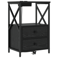 Produktbild för Nattduksbord 2 pcs Svart Ek 40 x 31 x 60 cm Konstruerat trä