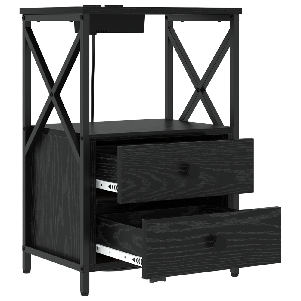 Produktbild för Nattduksbord 2 pcs Svart Ek 40 x 31 x 60 cm Konstruerat trä
