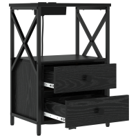 Produktbild för Nattduksbord 2 pcs Svart Ek 40 x 31 x 60 cm Konstruerat trä