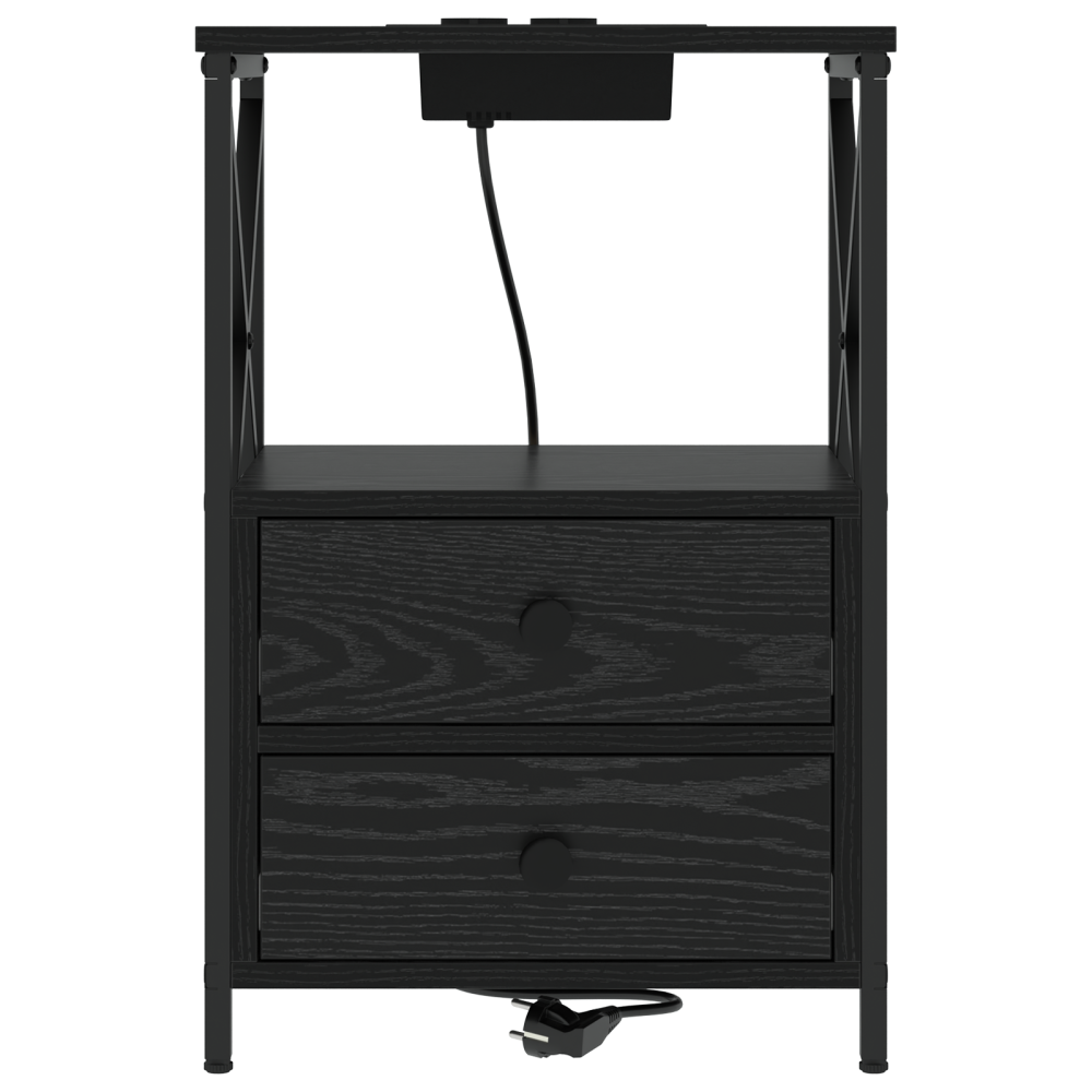 Produktbild för Nattduksbord 2 pcs Svart Ek 40 x 31 x 60 cm Konstruerat trä