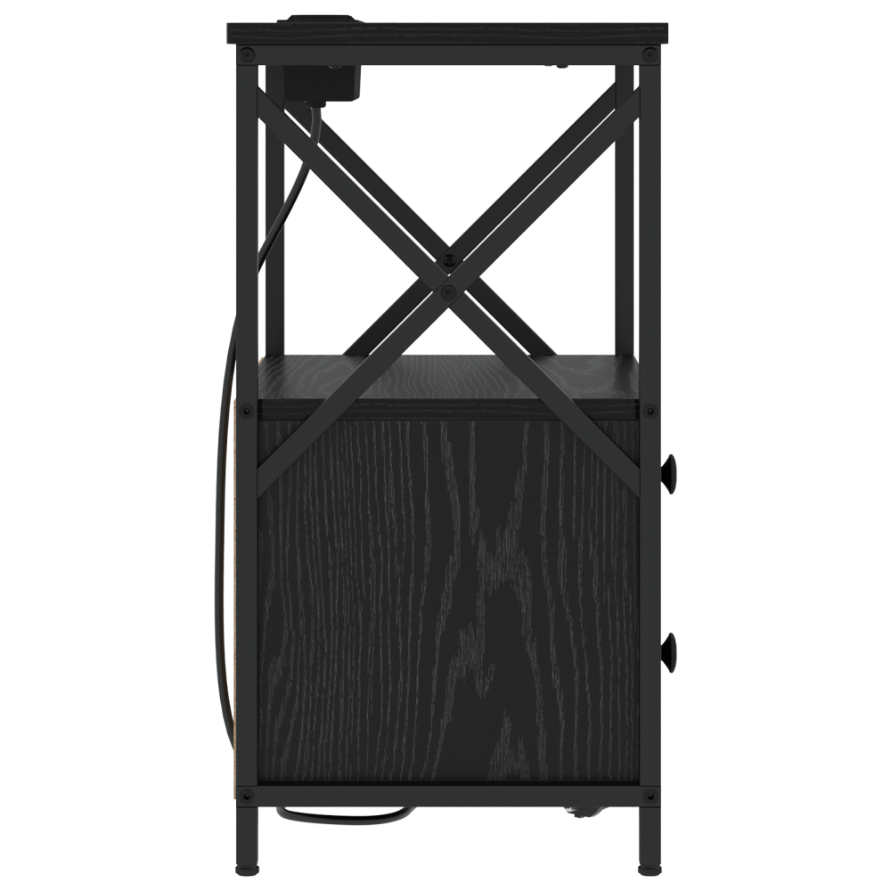 Produktbild för Nattduksbord 2 pcs Svart Ek 40 x 31 x 60 cm Konstruerat trä