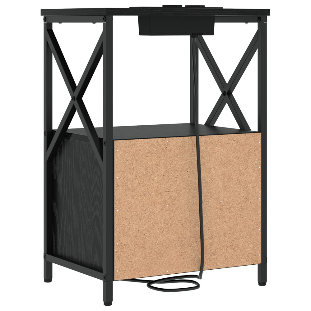 Produktbild för Nattduksbord 2 pcs Svart Ek 40 x 31 x 60 cm Konstruerat trä