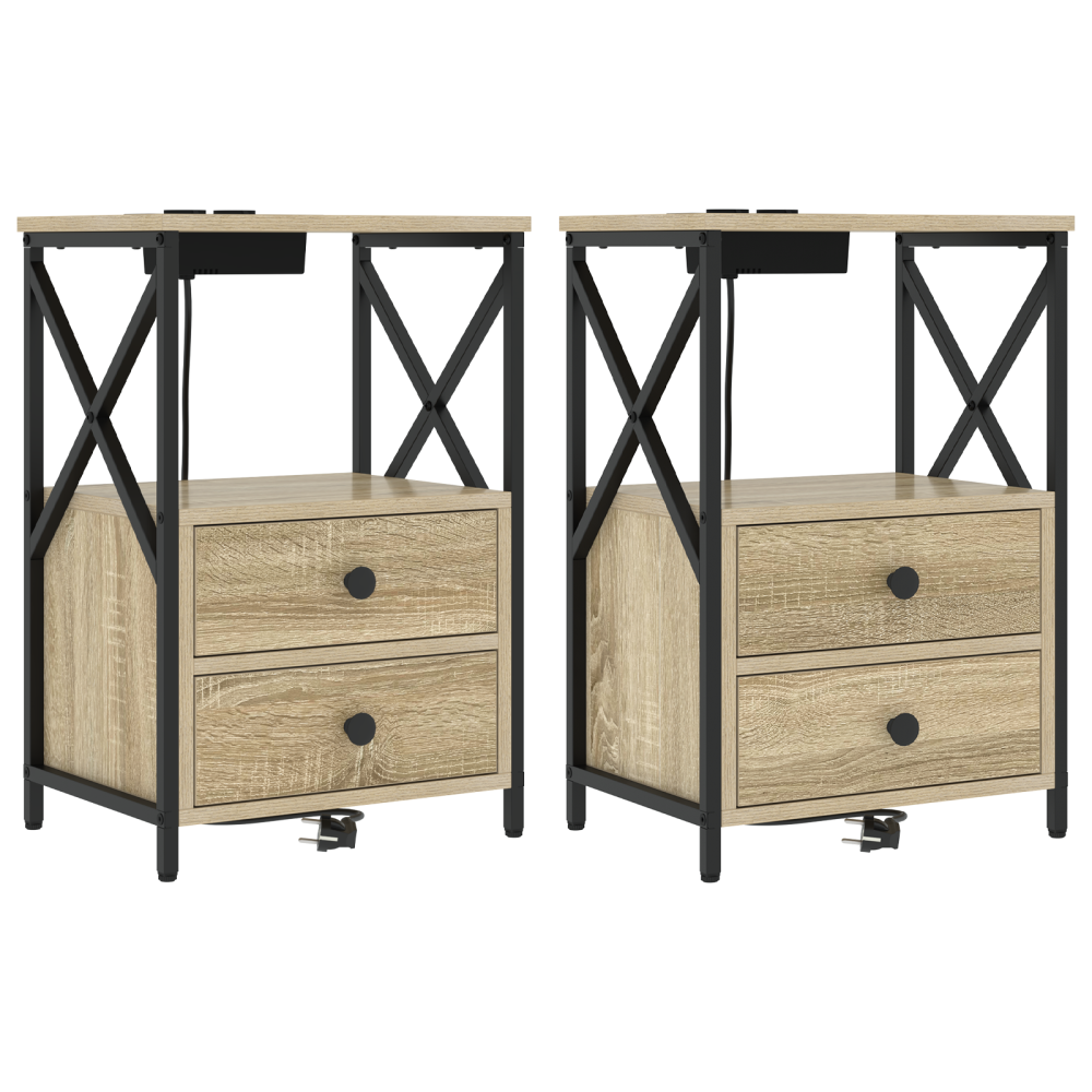 Produktbild för Nattduksbord 2 pcs Sonoma-ek 40 x 31 x 60 cm Konstruerat trä