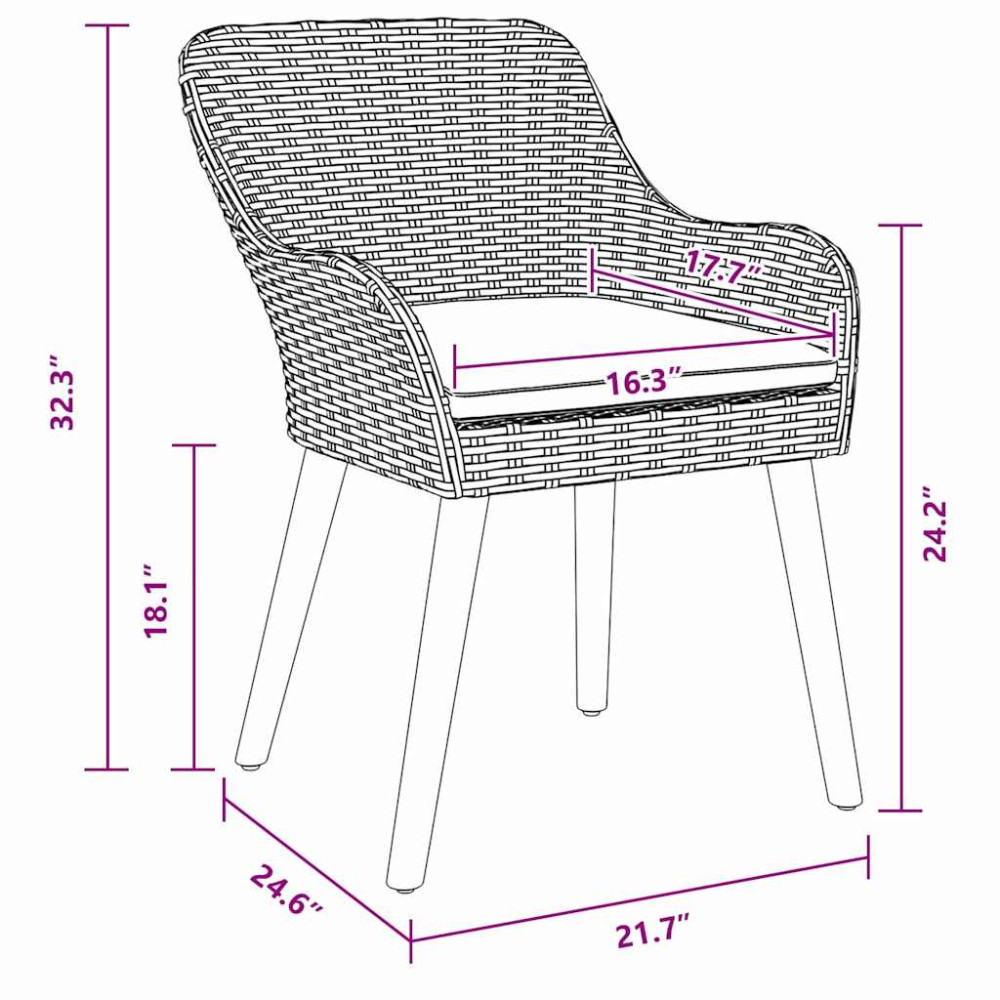 Produktbild för Trädgårdsmöbelset med kudde 5 pcs Svart konstrotting
