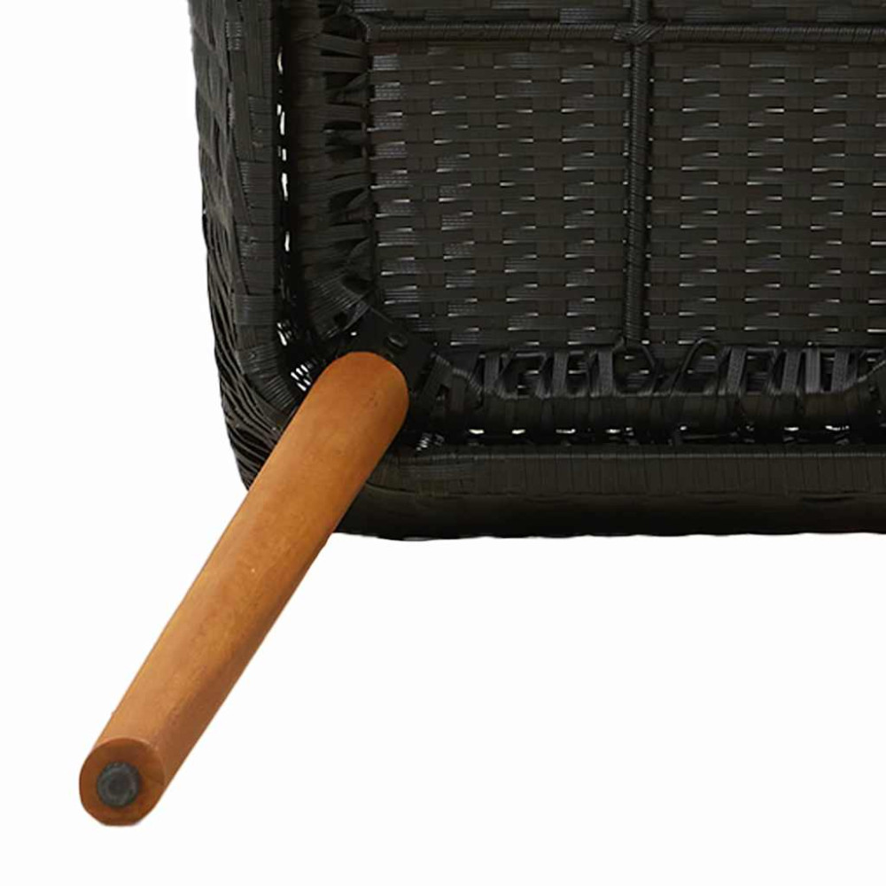 Produktbild för Trädgårdsmöbelset med kudde 5 pcs Svart konstrotting