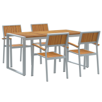 Produktbild för Trädgårdsmöbelset 5 pcs Grå Massivt Akaciaträ