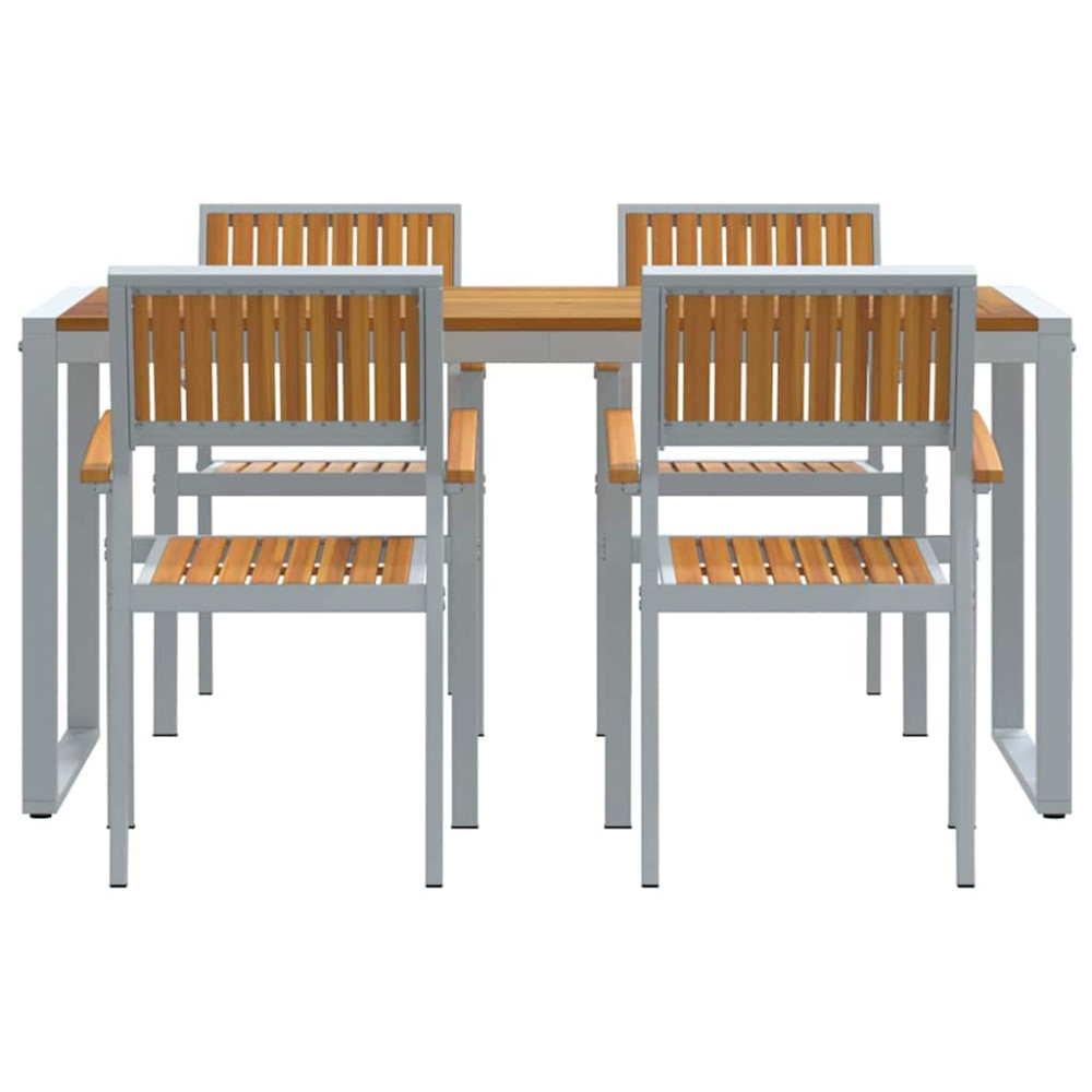 Produktbild för Trädgårdsmöbelset 5 pcs Grå Massivt Akaciaträ