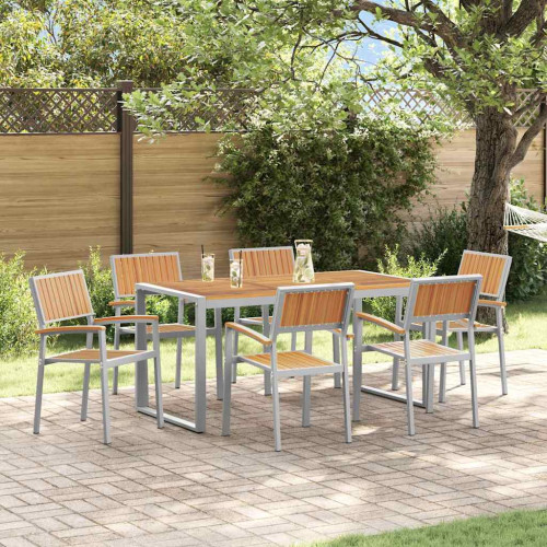 vidaXL Trädgårdsmöbelset 7 pcs Grå Massivt Akaciaträ