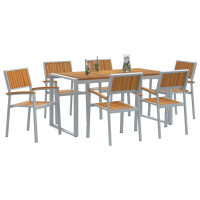 Produktbild för Trädgårdsmöbelset 7 pcs Grå Massivt Akaciaträ